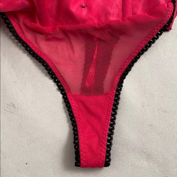 Victoria’s Secret Sexy Little Things hot pink satin thong panty with garters - Picture 10 of 16